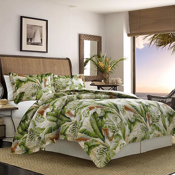 SOLD❗️3pc Set Tommy Bahama Palmiers GREEN 100% Cotton KING Duvet Cover & 2 Shams - Picture 7 of 11